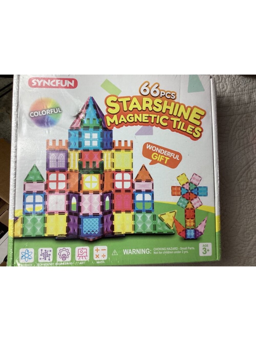 SyncFun 66-Piece Starshine Magnetic Tiles Building Set -Learning Toy*Ages 3+*NWB